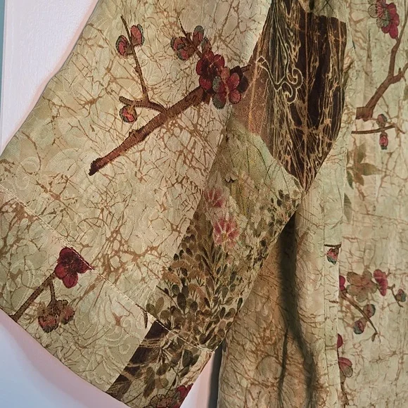 Vintage Citron Santa Monica Asian Floral V Neck Button Up Blouse Size 1X - Picture 11 of 11